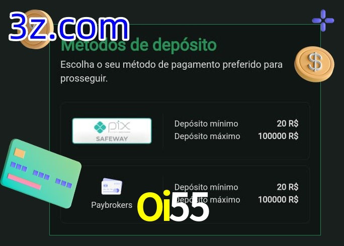 O cassino Oi55 oferece uma grande variedade de métodos de pagamento
